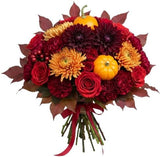 Warm Burgundy and Orange Autumn Bouquet - Flowers Box London
