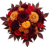 Warm Burgundy and Orange Autumn Bouquet - Flowers Box London