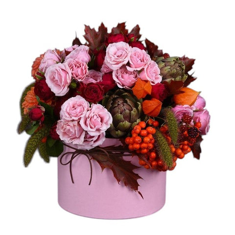 Autumn in a Pink Flower Box