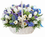 White and Blue Flowers Basket
