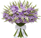 White and Lavender Gladioli Bouquet - Flowers Box London