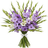 White and Lavender Gladioli Bouquet - Flowers Box London