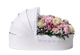 White and Pink Flowers with Pink Decoration Cradle Box - Flowers Box London
