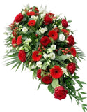 White and Red Casket Cover - Flowers Box London
