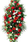 White and Red Casket Cover - Flowers Box London