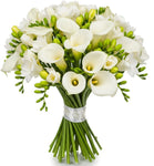 White Calla Lily and Freesia Bouquet - Flowers Box London