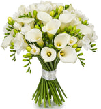 White Calla Lily and Freesia Bouquet - Flowers Box London
