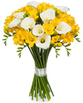 White Calla Lily and Freesia Bouquet - Flowers Box London