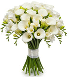 White Calla Lily and Freesia Bouquet - Flowers Box London