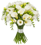 White Calla Lily and Freesia Bouquet - Flowers Box London