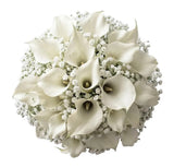 White Calla Lily with Gypsophila Bouquet - Flowers Box London