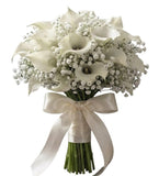 White Calla Lily with Gypsophila Bouquet - Flowers Box London