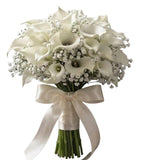 White Calla Lily with Gypsophila Bouquet - Flowers Box London