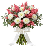 White Dahlia and Celosia Pretty Bouquet - Flowers Box London