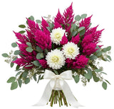 White Dahlia and Celosia Pretty Bouquet - Flowers Box London