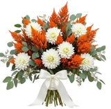 White Dahlia and Celosia Pretty Bouquet - Flowers Box London