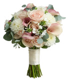 White Dahlia with Pink Calla Lily Bouquet - Flowers Box London