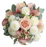 White Dahlia with Pink Calla Lily Bouquet - Flowers Box London