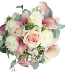 White Dahlia with Pink Calla Lily Bouquet