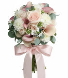 White Dahlia with Pink Calla Lily Bouquet - Flowers Box London