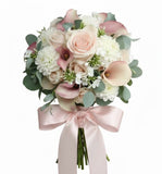 White Dahlia with Pink Calla Lily Bouquet - Flowers Box London
