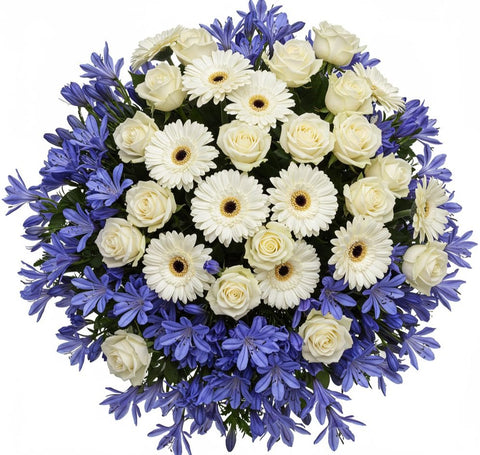 White Flowers in Agapanthus Nest Bouquet - Flowers Box London