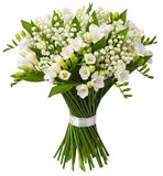 White Freesias and Lily of Valley Bouquet - Flowers Box London