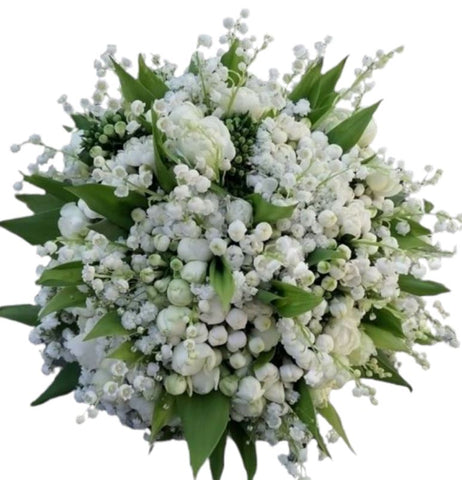 White Freesias and Lily of Valley Bouquet