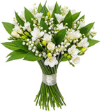 White Freesias and Lily of Valley Bouquet