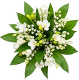 White Freesias and Lily of Valley Bouquet - Flowers Box London