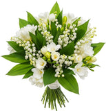 White Freesias and Lily of Valley Bouquet - Flowers Box London