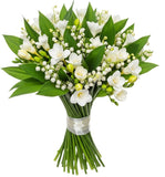 White Freesias and Lily of Valley Bouquet - Flowers Box London