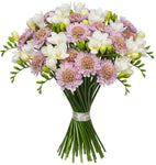 White Freesias and Scobiosa Bouquet - Flowers Box London