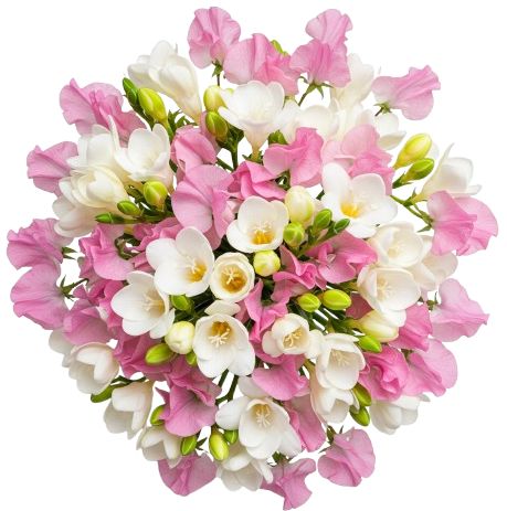 White Freesias and Sweet Pea Bouquet