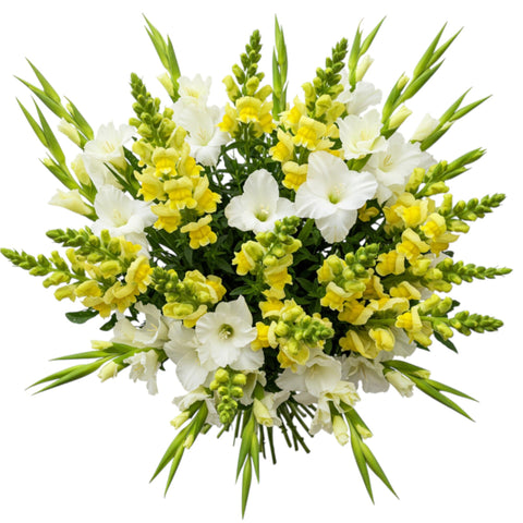 White Gladiolus and Snapdragons Bouquet - Flowers Box London