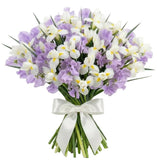 White Iris and Sweet Peas Bouquet - Flowers Box London
