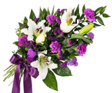 White Lily & Purple Sheaf - Flowers Box London