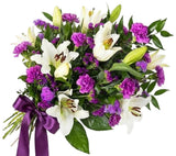 White Lily & Purple Sheaf - Flowers Box London