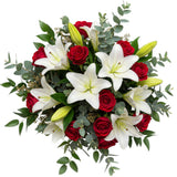 White Lily & Roses Bouquet - Flowers Box London