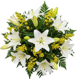 White Lily & Solidago Splendid Bouquet - Flowers Box London