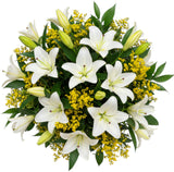 White Lily & Solidago Splendid Bouquet - Flowers Box London