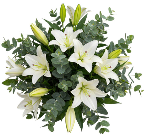 White Lily with Eucalyptus Bouquet