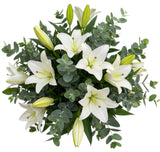 White Lily with Eucalyptus Bouquet - Flowers Box London