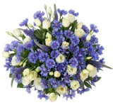 White Lisianthus and Cornflowers Bouquet - Flowers Box London