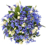 White Lisianthus and Cornflowers Bouquet - Flowers Box London