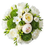 White Peony and Freesias with Green Accent Bouquet - Flowers Box London