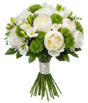 White Peony and Freesias with Green Accent Bouquet - Flowers Box London