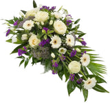 White & Purple Funeral Spray - Flowers Box London