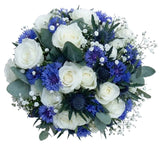 White Roses with Cornflowers Bouquet - Flowers Box London
