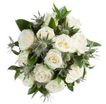 White Roses with Eryngium Bouquet - Flowers Box London